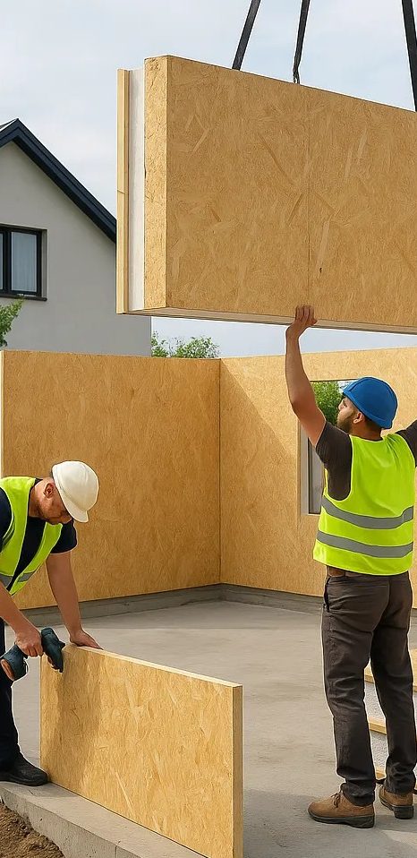 Les Panneaux Structurels Isolants ou SIPS (Structural Insulated Panels). Ce sont des panneaux sandwich constitués de deux panneaux d’OSB collés sur une plaque de polystyrène expansé. Ces panneaux peuvent être utilisés pour les murs, les planchers et les toits une technique utilisée un peu partout dans le monde. Ces panneaux ont deux avantages : un faible coût et une mise en œuvre assez rapide. Construction Bâtiments et Maison en Bois au Meilleur Prix en I le de France